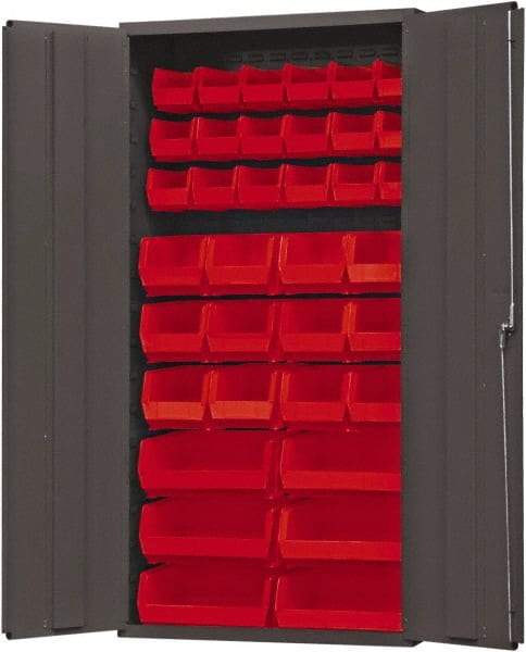 Durham - 36 Bin Storage Cabinet - Steel, 36" Wide x 18" Deep x 72" High, Red - Apex Tool & Supply