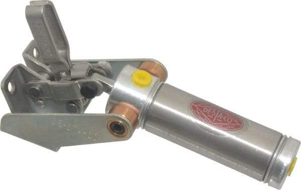 De-Sta-Co - 100 Lb Inner Hold Capacity, Horiz Mount, Air Power Hold-Down Toggle Clamp - M5 Port, 250 Max psi, 99° Bar Opening, 17.27mm Height Under Bar - Apex Tool & Supply