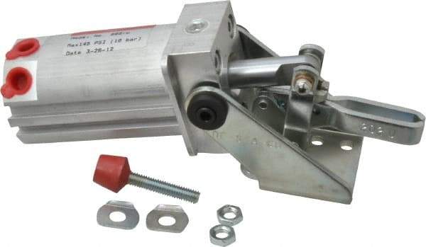 De-Sta-Co - 200 Lb Inner Hold Capacity, Horiz Mount, Air Power Hold-Down Toggle Clamp - 1/8 NPT Port, 145 Max psi, 102° Bar Opening, 26.92mm Height Under Bar - Apex Tool & Supply
