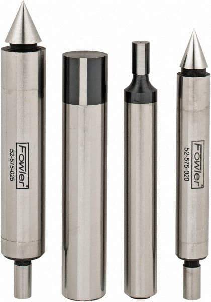 Fowler - 3/8 Inch Shank Diameter, 0.0002 Inch Accuracy, Double, Single End, Edge Finder Set - 0.5 Inch Head Diameter, Conical, Cylindrical Head Type, Includes 4 Attachments, Wooden Case, 4 Pieces - Apex Tool & Supply