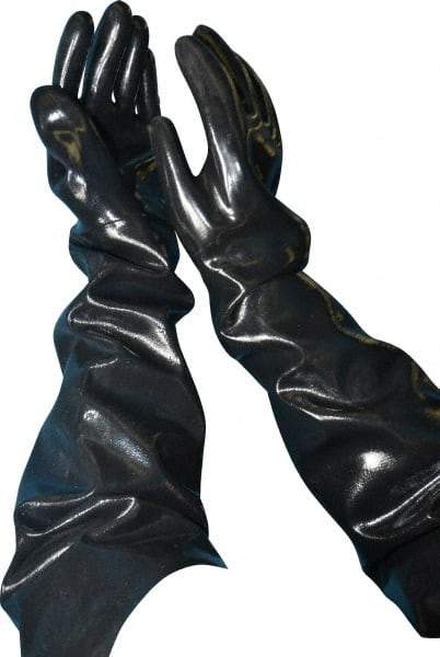 Ansell - Size XL (10), 31" Long, 80 mil Thick, Supported, Neoprene Chemical Resistant Gloves - Smooth Finish, Cotton Lined, Shoulder Length Cuff, ANSI Abrasion Level 3, ANSI Cut Level 2, Black - Apex Tool & Supply
