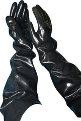 Ansell - Size XL (10), 31" Long, 80 mil Thick, Supported, Neoprene Chemical Resistant Gloves - Smooth Finish, Cotton Lined, Shoulder Length Cuff, ANSI Abrasion Level 3, ANSI Cut Level 2, Black - Apex Tool & Supply