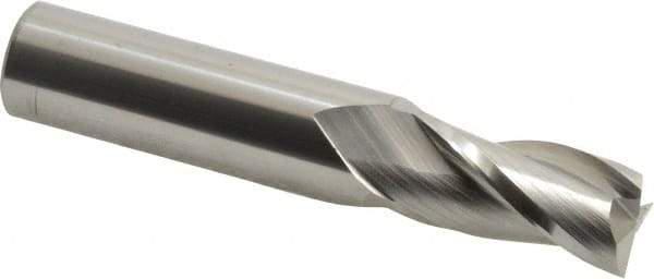 Hertel - 11/16", 1-3/8" LOC, 3/4" Shank Diam, 4" OAL, 3 Flute, Solid Carbide Square End Mill - Single End, Uncoated, 30° Helix, Centercutting, Right Hand Cut - Apex Tool & Supply