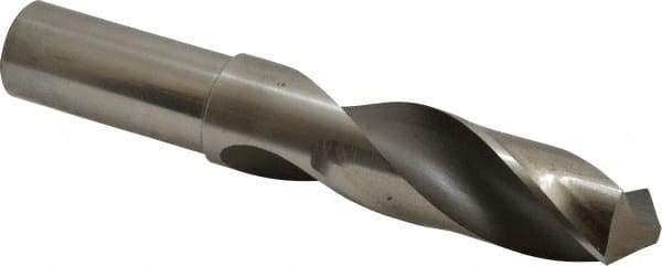 Hertel - 1-1/8" 118° High Speed Steel Screw Machine Drill Bit - Bright Finish, Right Hand Cut, 4" Flute Length, 6-3/8" OAL - Apex Tool & Supply