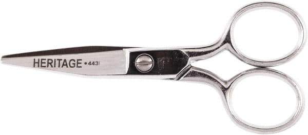 Heritage Cutlery - 1-3/4" LOC, 4-1/8" OAL Chrome Plated Standard Scissors/Shears - Right Hand, Steel Straight Handle, For Crafts - Apex Tool & Supply