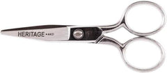 Heritage Cutlery - 1-3/4" LOC, 4-1/8" OAL Chrome Plated Standard Scissors/Shears - Right Hand, Steel Straight Handle, For Crafts - Apex Tool & Supply