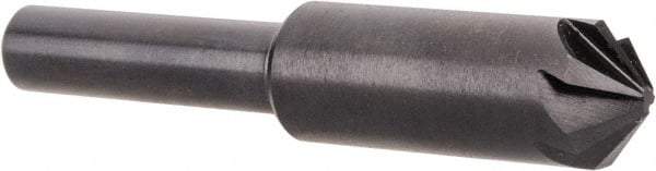Hertel - 3/8" Head Diam, 1/4" Shank Diam, 6 Flute 100° High Speed Steel Countersink - 2" OAL, Straight Shank - Apex Tool & Supply