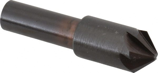 Hertel - 1/2" Head Diam, 3/8" Shank Diam, 6 Flute 90° High Speed Steel Countersink - Apex Tool & Supply