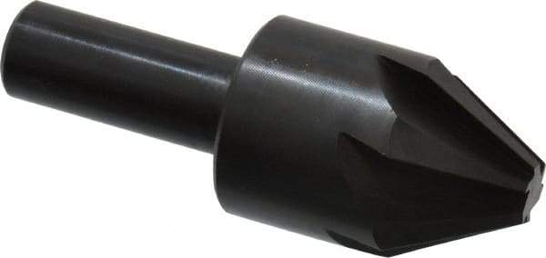 Hertel - 1" Head Diam, 1/2" Shank Diam, 6 Flute 60° High Speed Steel Countersink - 2-3/4" OAL, 0.328" Nose Diam, Straight Shank - Apex Tool & Supply