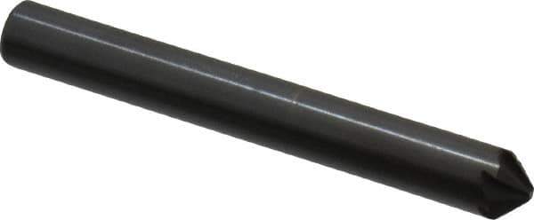 Hertel - 1/4" Head Diam, 1/4" Shank Diam, 6 Flute 90° High Speed Steel Countersink - 2" OAL, Straight Shank - Apex Tool & Supply