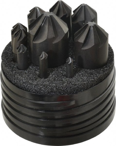 Hertel - 10 Piece, 1/4 to 1-1/2" Head Diam, 90° Included Angle, Countersink Set - Apex Tool & Supply