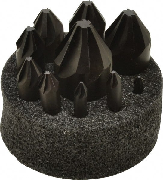 Hertel - 10 Piece, 1/4 to 1-1/2" Head Diam, 60° Included Angle, Countersink Set - Apex Tool & Supply