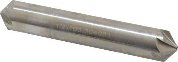 Hertel - 1/2" Head Diam, 1/2" Shank Diam, 6 Flute 100° High Speed Steel Countersink - 3" OAL, Straight Shank - Apex Tool & Supply
