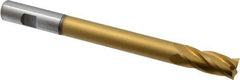 Hertel - 5/8", 1-1/2" LOC, 5/8" Shank Diam, 7-1/8" OAL, 4 Flute, High Speed Steel Square End Mill - Single End, TiN Finish, Centercutting, Right Hand Cut - Apex Tool & Supply