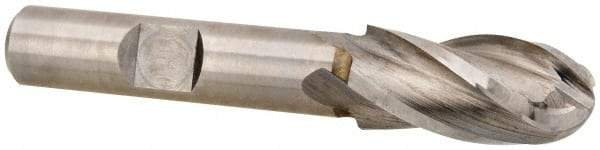 Hertel - 12mm Diam, 1" LOC, 4 Flute Cobalt Ball End Mill - Uncoated, Single End, 2-11/16" OAL, 3/8" Shank Diam - Apex Tool & Supply