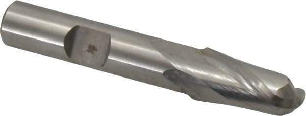 Hertel - 11mm Diam, 13/16" LOC, 2 Flute Cobalt Ball End Mill - Uncoated, Single End, 2-1/2" OAL, 3/8" Shank Diam - Apex Tool & Supply