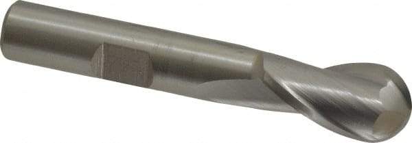 Hertel - 12mm Diam, 13/16" LOC, 2 Flute Cobalt Ball End Mill - Uncoated, Single End, 2-1/2" OAL, 3/8" Shank Diam - Apex Tool & Supply