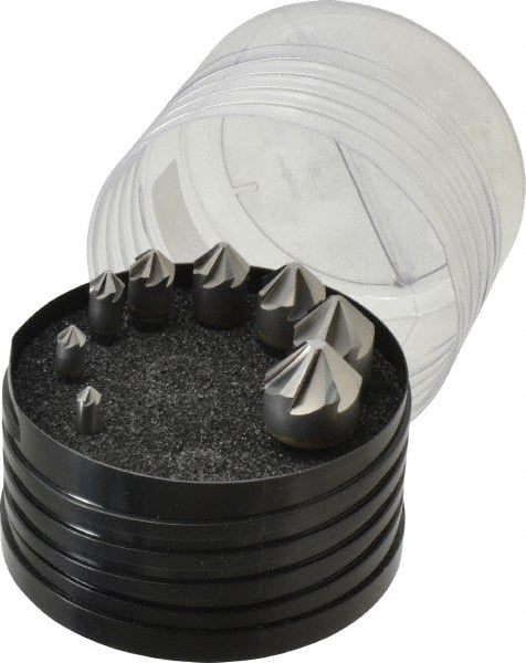 Hertel - 8 Piece, 1/4 to 1" Head Diam, 90° Included Angle, Countersink Set - Apex Tool & Supply
