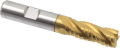 Hertel - 1/2" Diam, 1-1/4" LOC, 4 Flute Cobalt Roughing & Finishing Square End Mill - TiN Finish, 3-1/4" OAL, 1/2" Shank Diam, Weldon Shank, Centercutting - Apex Tool & Supply