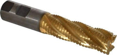 Hertel - 1" Diam, 3" LOC, 5 Flute Cobalt Roughing & Finishing Square End Mill - TiN Finish, 5-1/2" OAL, 1" Shank Diam, Weldon Shank, Centercutting - Apex Tool & Supply