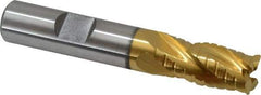 Hertel - 1/2" Diam, 1" LOC, 4 Flute Cobalt Roughing & Finishing Square End Mill - TiN Finish, 3" OAL, 1/2" Shank Diam, Weldon Shank, Centercutting - Apex Tool & Supply