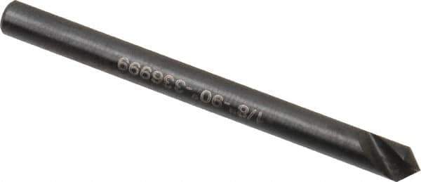 Hertel - 1/8" Head Diam, 1/8" Shank Diam, 1 Flute 90° High Speed Steel Countersink - 1-1/2" OAL, Straight Shank - Apex Tool & Supply