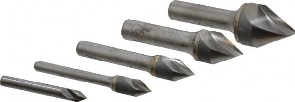 Hertel - 5 Piece, 1/4 to 1" Head Diam, 60° Included Angle, Countersink Set - Apex Tool & Supply