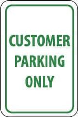 NMC - "Customer Parking Only", 12" Wide x 18" High, Aluminum Reserved Parking Signs - 0.063" Thick, Green on White, Rectangle, Post Mount - Apex Tool & Supply
