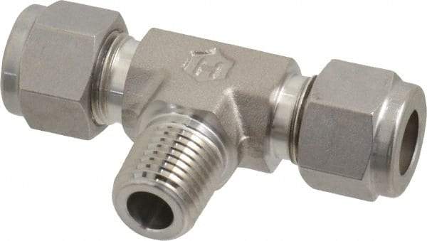 Ham-Let - 3/8" OD, Grade 316Stainless Steel Male Branch Tee - Comp x Comp x MNPT Ends - Apex Tool & Supply