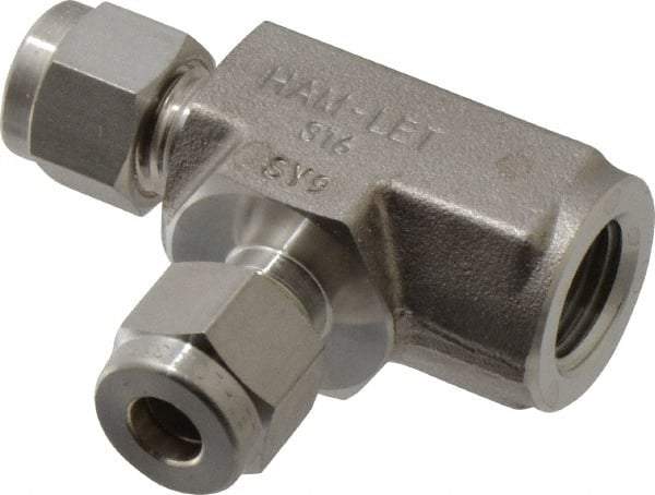 Ham-Let - 1/4" OD, Grade 316Stainless Steel Female Run Tee - Comp x FNPT x Comp Ends - Apex Tool & Supply