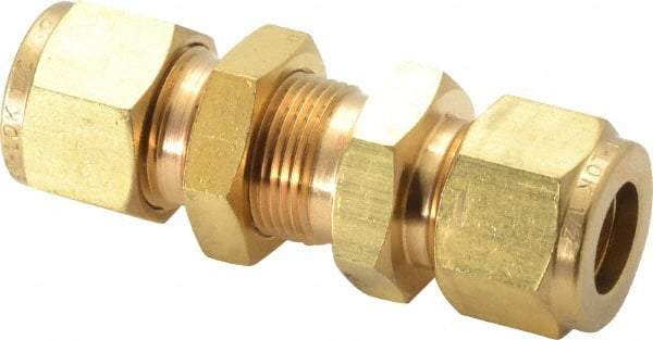 Ham-Let - 1/2" OD, Brass Bulkhead Union - Comp x Comp Ends - Apex Tool & Supply