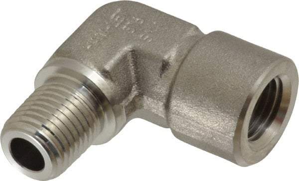 Ham-Let - 1/4" Grade 316 Stainless Steel Pipe 90° Street Elbow - FNPT x MNPT End Connections, 6,200 psi - Apex Tool & Supply