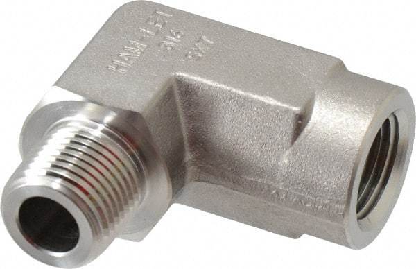 Ham-Let - 3/8" Grade 316 Stainless Steel Pipe 90° Street Elbow - FNPT x MNPT End Connections, 5,000 psi - Apex Tool & Supply