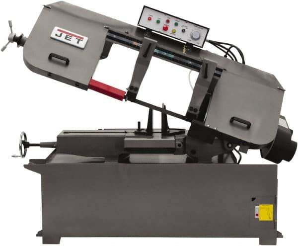 Jet - 13 x 21" Max Capacity, Semi-Automatic Variable Speed Pulley Horizontal Bandsaw - 80 to 260 SFPM Blade Speed, 230/460 Volts, 45°, 3 hp, 3 Phase - Apex Tool & Supply