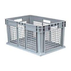 Akro-Mils - 2.67 Cu Ft, 45 Lb Load Capacity Gray Polyethylene Tote Container - Stacking, 23.3" Long x 15.8" Wide x 12.3" High - Apex Tool & Supply