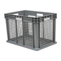 Akro-Mils - 3.55 Cu Ft, 45 Lb Load Capacity Gray Polyethylene Tote Container - Stacking, 23.3" Long x 15.8" Wide x 16.1" High - Apex Tool & Supply