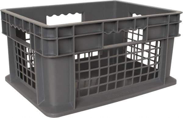 Akro-Mils - 0.89 Cu Ft, 83 Lb Load Capacity Gray Polyethylene Tote Container - Stacking, 15.8" Long x 11.8" Wide x 8.3" High - Apex Tool & Supply