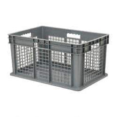 Akro-Mils - 2.67 Cu Ft, 125 Lb Load Capacity Gray Polyethylene Tote Container - Stacking, 23.3" Long x 15.8" Wide x 12.3" High - Apex Tool & Supply