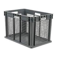 Akro-Mils - 3.55 Cu Ft, 150 Lb Load Capacity Gray Polyethylene Tote Container - Stacking, 23.3" Long x 15.8" Wide x 16.1" High - Apex Tool & Supply