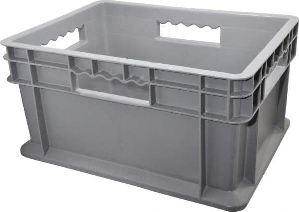 Akro-Mils - 0.89 Cu Ft, 83 Lb Load Capacity Gray Polyethylene Tote Container - Stacking, 15.8" Long x 11.8" Wide x 8.3" High - Apex Tool & Supply