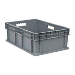 Akro-Mils - 1.78 Cu Ft, 83 Lb Load Capacity Gray Polyethylene Tote Container - Stacking, 23.3" Long x 15.8" Wide x 8.3" High - Apex Tool & Supply