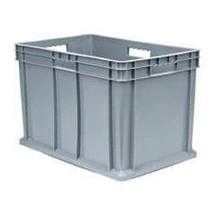 Akro-Mils - 3.55 Cu Ft, 150 Lb Load Capacity Gray Polyethylene Tote Container - Stacking, 23.3" Long x 15.8" Wide x 16.1" High - Apex Tool & Supply