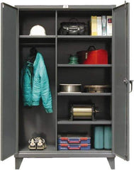 Strong Hold - 5 Shelf Combination Storage Cabinet - Steel, 36" Wide x 24" Deep x 72" High, Dark Gray - Apex Tool & Supply