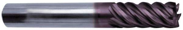 Guhring - 3/8", 5 Flute, Single End, Solid Carbide, Corner Chamfer End Mill - 2-1/2" OAL, 45° Helix, Right Hand Flute, 1" LOC, Right Hand Cut - Apex Tool & Supply