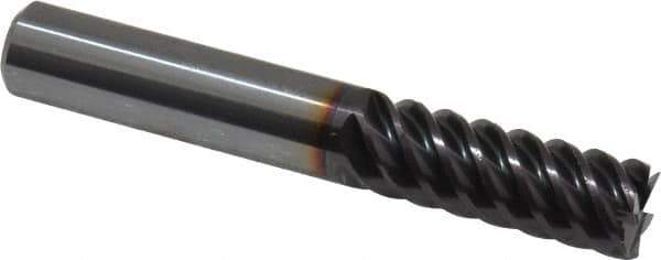 Guhring - 3/8", 7/8" LOC, 3/8" Shank Diam, 2-1/2" OAL, 6 Flute, Solid Carbide Square End Mill - Single End, FIREX Finish, Spiral Flute, 55° Helix, Centercutting, Right Hand Cut, Right Hand Flute, Series 3182 - Apex Tool & Supply