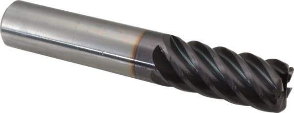 Guhring - 1/2", 6 Flute, Single End, Solid Carbide, 1/16" Corner Radius End Mill - 3" OAL, 45° Helix, Right Hand Flute, 1" LOC, Right Hand Cut - Apex Tool & Supply