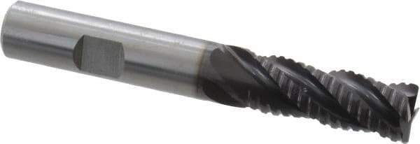 Guhring - 1/2" Diam, Coarse Pitch, 1-1/4" LOC, 4 Flute Solid Carbide Roughing Square End Mill - Nano-A Finish, 3-1/2" OAL, 1/2" Shank Diam, Single End, Centercutting - Apex Tool & Supply