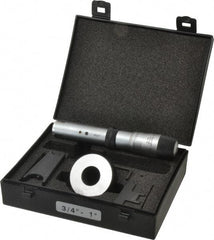 Starrett - 3/4 to 1", 2-5/8" Gage Depth, Mechanical Inside Hole Micrometer - 0.0003" Graduation, 0.00015" Accuracy, Ratchet Stop Thimble - Apex Tool & Supply