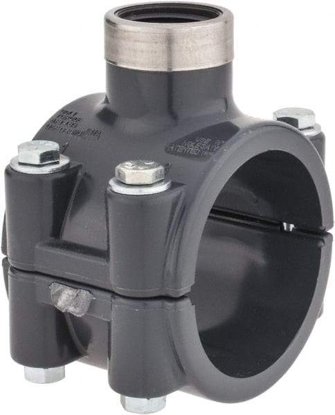 Value Collection - 2 x 3/4" PVC Plastic Pipe Clamp On Saddle with Viton O-Ring - Schedule 80, Pipe O.D. x SR Fipt End Connections - Apex Tool & Supply