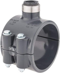 Value Collection - 3 x 1/2" PVC Plastic Pipe Clamp On Saddle with Viton O-Ring - Schedule 80, Pipe O.D. x SR Fipt End Connections - Apex Tool & Supply